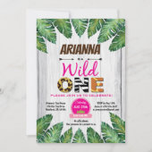 Wild One verjaardag uitnodiging. Meisje oerwoud th Kaart (Voorkant)