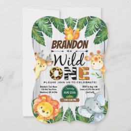 Wild One verjaardagsuitnodiging. Boy oerwoud safar Kaart