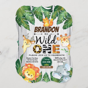 Wild One verjaardagsuitnodiging. Boy oerwoud safar Kaart