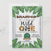 Wild One verjaardagsuitnodiging. Jongen oerwoud Kaart (Voorkant)