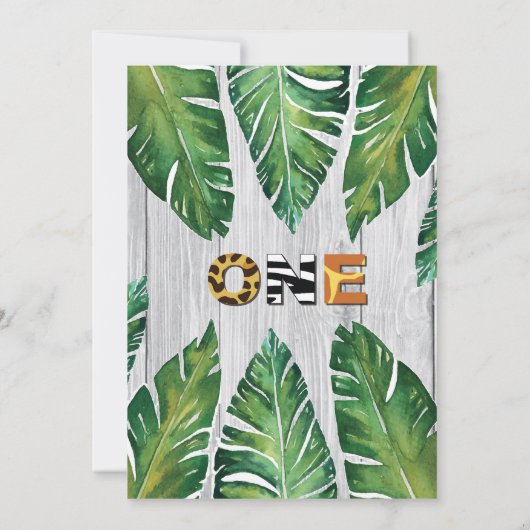 Wild One verjaardagsuitnodiging. Jongen oerwoud Kaart (Achterkant)