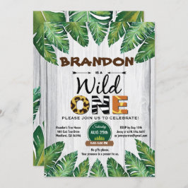 Wild One verjaardagsuitnodiging. Jongen oerwoud Kaart