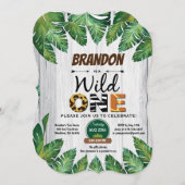Wild One verjaardagsuitnodiging. Jongen oerwoud Kaart (Voorkant / Achterkant)