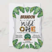 Wild One verjaardagsuitnodiging. Jongen oerwoud Kaart (Voorkant)