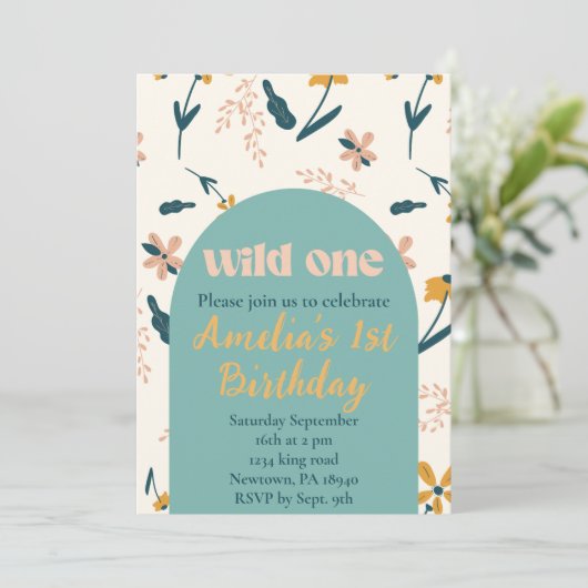 Wild One verjaardagsuitnodiging Kaart (Staand voorkant)