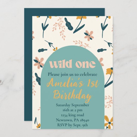 Wild One verjaardagsuitnodiging Kaart (Voorkant / Achterkant)