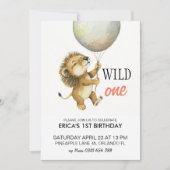 Wild One verjaardagsuitnodiging, Leeuw 1e verjaard Kaart (Voorkant)
