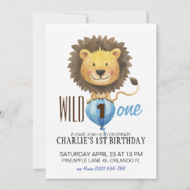 Wild One verjaardagsuitnodiging, Leeuw 1e verjaard Kaart