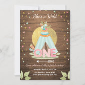 Wild One verjaardagsuitnodiging Teepee Boho Girl H Kaart (Voorkant)