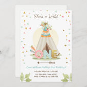 Wild One verjaardagsuitnodiging Teepee Boho Girl Kaart (Voorkant / Achterkant)