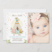 Wild One verjaardagsuitnodiging Teepee Boho Girl Kaart (Voorkant)