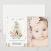 Wild One verjaardagsuitnodiging Teepee Boho Girl Kaart (Voorkant / Achterkant)