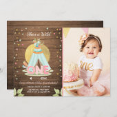 Wild One verjaardagsuitnodiging Teepee Boho Girl W Kaart (Voorkant / Achterkant)