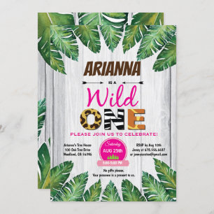 Wild One verjaardagsuitnodiging. thema Girl oerwou Kaart