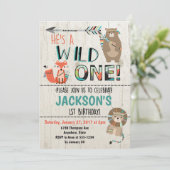 Wild One verjaardagsuitnodiging - Tribal Animals Kaart (Staand voorkant)
