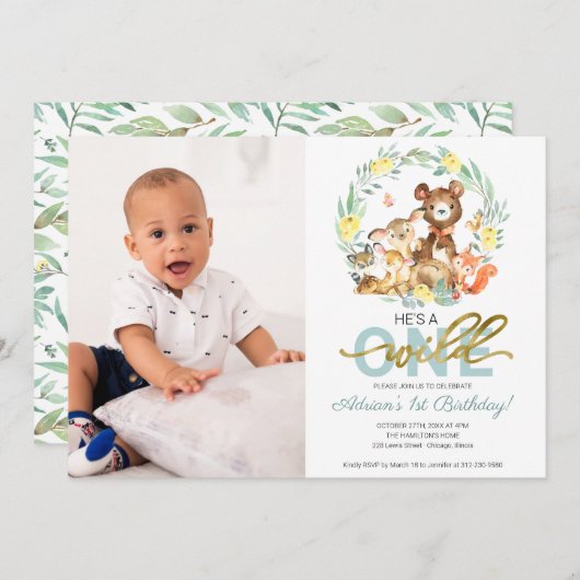 Wild One verjaardagsuitnodigingen met foto Kaart (Voorkant / Achterkant)