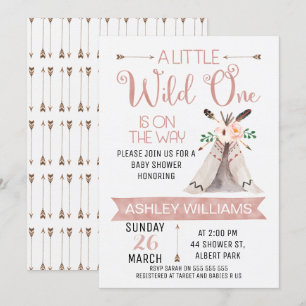 Wild One Waterverf Baby shower Uitnodiging
