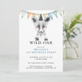 Wild One Waterverf Fox Blue 1e Verjaardag Kaart (Staand voorkant)