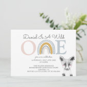 Wild One Waterverf Rainbow Boy's First Birthday Kaart (Staand voorkant)