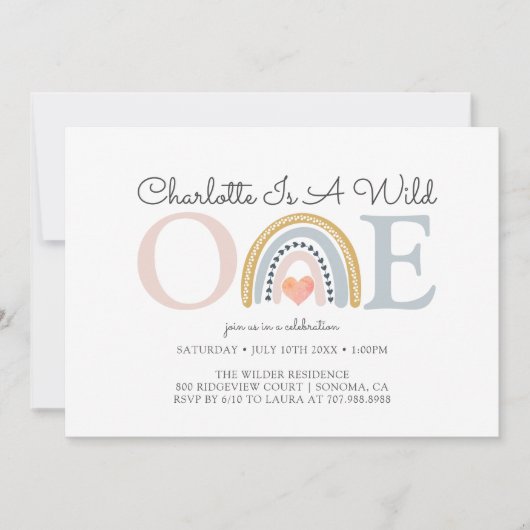 Wild One Waterverf Rainbow Girl's eerste verjaarda Kaart (Voorkant)