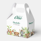 Wild One Waterverf Safari Animals 1ste verjaardag Bedankdoosjes (Achterkant)