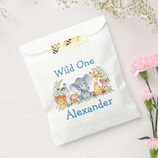 Wild One Waterverf Safari Animals 1ste verjaardag Bedankzakje (Gezegeld)