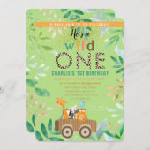 Wild One Waterverf Safari Animals 1ste verjaardag Kaart (Voorkant / Achterkant)
