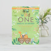 Wild One Waterverf Safari Animals 1ste verjaardag Kaart (Staand voorkant)