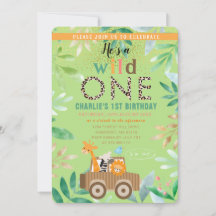 Wild One Waterverf Safari Animals 1ste verjaardag