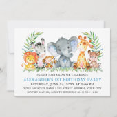 Wild One Waterverf Safari Animals 1ste verjaardag Kaart (Achterkant)