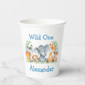 Wild One Waterverf Safari Animals 1ste verjaardag Papieren Bekers (Voorkant)