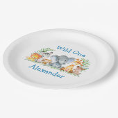 Wild One Waterverf Safari Animals 1ste verjaardag Papieren Bordje (Gekanteld)