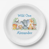 Wild One Waterverf Safari Animals 1ste verjaardag Papieren Bordje (Voorkant)
