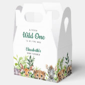 Wild One Waterverf Safari Animals Baby shower Bedankdoosjes (Geopend)