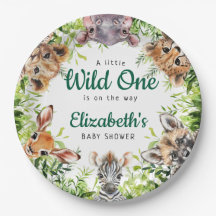 Wild One Waterverf Safari Animals Baby shower