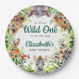 Wild One Waterverf Safari Animals Baby shower Papieren Bordje