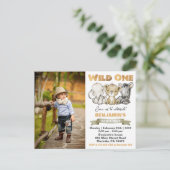 Wild One Waterverf Safari Animals Birthday Foto Briefkaart (Staand voorkant)