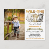 Wild One Waterverf Safari Animals Birthday Foto Briefkaart (Voorkant)
