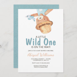 Wild One Waterverf Teddy Bear Baby shower Kaart