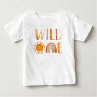 Wild One-Whimsical Watercolor Boho Rainbow & Sun