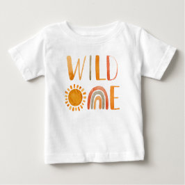Wild One-Whimsical Watercolor Boho Rainbow & Sun