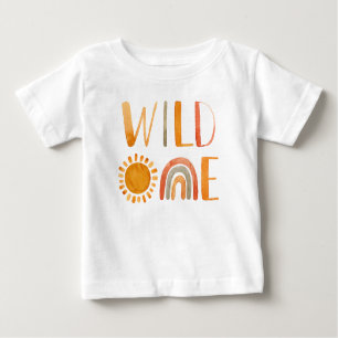 Wild One-Whimsical Watercolor Boho Rainbow & Sun