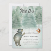 Wild One Whimsical Woodland Animals 1e verjaardag Kaart (Voorkant)