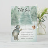 Wild One Whimsical Woodland Animals 1e verjaardag Kaart (Staand voorkant)