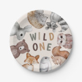 Wild One Whimsical Woodland Animals Party Papieren Bordje (Voorkant)