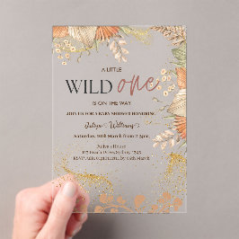 Wild One wilde bloem Baby shower Acryl Uitnodigingen