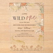 Wild One wilde bloem Baby shower Acryl Uitnodigingen (Voorkant)
