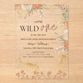 Wild One wilde bloem Baby shower Acryl Uitnodigingen