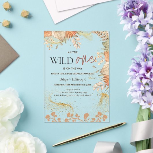 Wild One wilde bloem Baby shower Acryl Uitnodigingen (Insitu (Huwelijk))