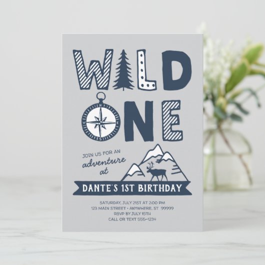 Wild One Wilderness Uitnodiging Verjaardag (Staand voorkant)